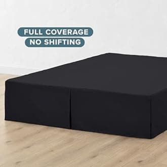 Bare Home Bed Skirt Double Brushed Premium Microfiber, 15-Inch Tailored Drop Pleated Dust Ruffle, 1800 Ultra-Soft Collection, Shrink and Fade Resistant (Full, Black)