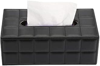 KINGFOM Rectangular Tissue Box Cover, Imitation Suede PU Leather Tissue Box Holder, Facial Napkin Paper Dispenser for Home Office Car Automotive Decoration with Magnetic Bottom(Soft Black)