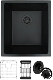 Bar Sink, 17"x19" Black Bar Sink, Bar Sink Undermount, Small Kitche Sink With Accessories, Granite Composite Sink, Matte Black Sink Kitchen