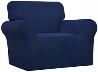Easy-Going Stretch Chair Sofa Slipcover 1-Piece Couch Sofa Cover Furniture Protector Soft with Elastic Bottom for Kids Spandex Jacquard Fabric Small Checks(Chair, Navy)