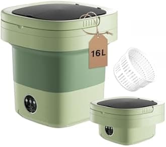 Portable Washing Machine, 16L Large Capacity Laundry Washer Cleaning for Underwear, Baby Clothes, Shirts,Small Delicates. Foldable Mini Washer and Dryer Combo for Apartment,Hotel,Camp,RV,Travel(Green)