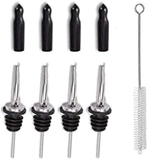 Rudra Exports Liquor Metal Pourers | Liquor Dispenser for Pouring Wine, Syrup & Olive Oil | Bartender Bottle Pourer with Tapered Spout | Fits Alcohol Bottles up to 1 Liter (Set of 4 Pcs)