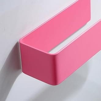 Taozun Hand Towel Holder Pink Hand Towel Rack, Stainless Steel Adhesive Towel Bar Towel Ring for Bathroom, Kitchen Towel Holder No Drilling (8 inch)