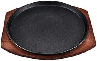 Skillet with Cast Iron Round Home Restaurant Rotisserie ((Plate + Iron) 21cm)