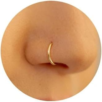 Ldurian Nose Rings for Women, Gold Hypoallergenic Nose Ring Hoop, 316L Surgical Steel Septum Cartilage Earring, 20G 18G 16G 14 Guage Diameter 5mm to 16mm Body Piercing Lip Jewelry