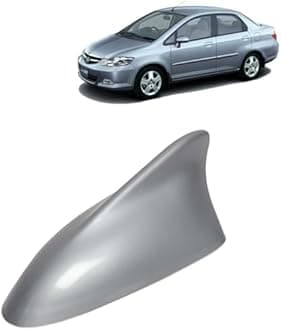 KINGSWAY Accessories Shark Fin Car Antenna Universal Size and Compatible with Honda City Year 2003 to 2008, Car Radio FM AM, DIY Easy Replacement Original Car Antenna, 1 Piece, Silver Color