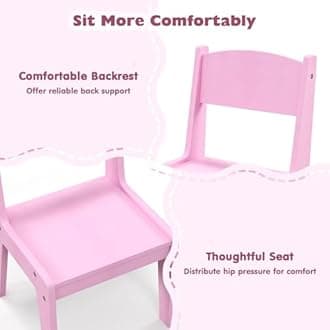 GYMAX Kids Vanity Table and Chair Set, Children Dressing Table with 2-Color LED Lighted Mirror, Drawer, Shelves and Cabinet, Wooden Girls Make up Table Set for Bedroom (Pink)