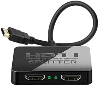 Mindorlen HDMI Splitter 1 in 2 Output 4K with Audio Sync, HDMI Hub Splitter for Dual Monitors, Laptop, PC, MacBook, TV, Monitor, Projector