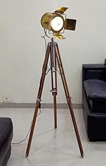 Nautical Replica Hub Modern Tripod Floor Lamp for Living Rooms & Bedrooms - Classy, Mid Century Adjustable Teak Wood Standing Tall Spotlight