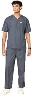 KNYA Active Men's 5-Pocket New Gen Scrubsuit V Neck Flexibile & Comfortable Top & Bottom Easily Accessible Pockets Uniform for Doctors