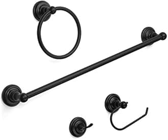 Designers Impressions Royal Series 4 Piece Black Bathroom Hardware Set: MBA5500-4