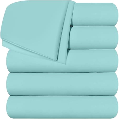 Utopia Bedding Flat Sheets - Pack of 6 - Soft Brushed Microfiber Fabric - Shrinkage & Fade Resistant Top Sheets - Easy Care (Twin, Spa Blue)