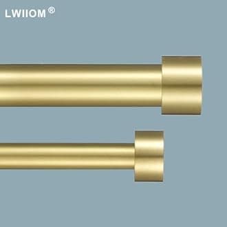 Double Blackout Curtain Rods 140 to 164 Inches (11.5-13.5 Feet),1-Inches Front and 5/9 Inches Back Adjustable End Cap Double Window Drapery Rod for Drapes and Curtains,Brass