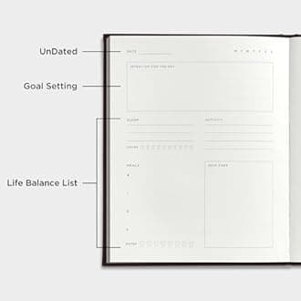 &And Per Se Wellness Journal - Daily Mental Health & Gratitude Journal for Women & Men, Undated Self Care Planner with Goal & Reflection - Hardcover (Black) - 6.5x8 inches