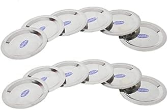 Sharda Metals Stainless Steel Heavy Gauge Ciba Lids, Coasters for Cups, Mugs, Glasses, Tumblers, bowls and katori, Food Grade & BPA-free Covers – 5 Inch, Set of 12