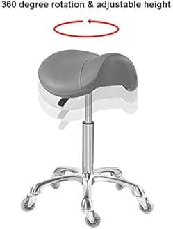 Antlu Saddle Stool for Massage Clinic, Spa, Cutting Salon, Wheeled Stool with Adjustable Height (Grey)