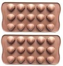 Chitranshi Silicone Chocolate Mould Shell Shape, Jelly Candy Mould, Cake Baking Mould, 15 Piece of Cavity Bakeware Mould (Pack of 2)