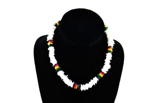 Puka Shell Rasta Necklace-white