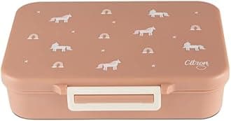 Citron Kids Lunch Box with Compartments 700ml with Saucer – Premium Strong & Safe Materials BPA & Melamine-Free – Leak-Proof Snack Box with Compartments, Bento Lunch Box for Kids