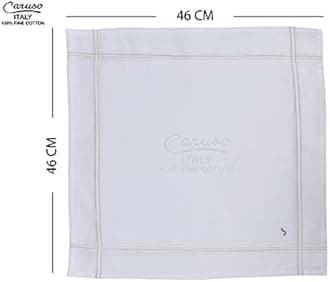 Caruso Italy Men's Initial Monogram Embroidery 100% Pure Cotton Handkerchief White Base With Colored Border - Pack Of 6