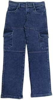 Sky Heights Boys Solid Cargo Denim Jeans