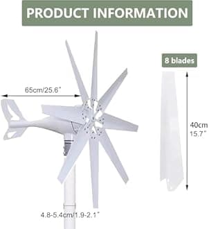 12000W Wind Power Turbine Generator, 8-Blade Windmill Power Generator with Controller, Wind Generator for Home Use,12000W-24V