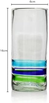 Tumia Handmade Hi-Ball (Collins) Glasses - 3 Coloured Ring - Set of 2