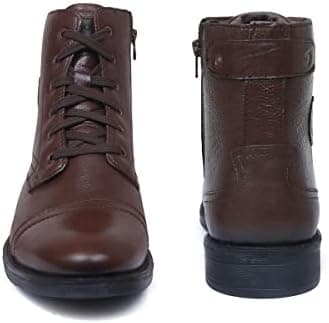 Zoom Shoes Genuine Leather Formal Black Casual Boots for Men ZA-5200 | High ankle shoes with anti-slip technology and memory cushion insole | Lace-up boots for formal and casual footwear