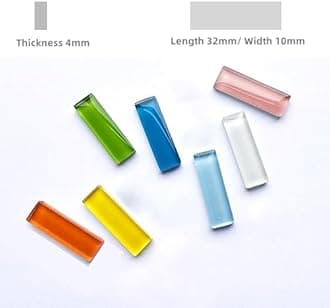 ZWCT 200g Rectangular Colorful Crystal Mosaic Glass Tile, Strip Craft Glass Tile for DIY Crafts and Mosaic Projects, Adult Mosaic Kit-Light Blue