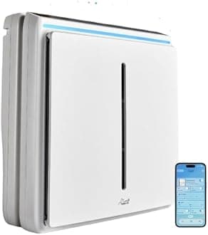 Rabbit AirA3 SPA-1000N Air Purifiers for Home, Ultra Quiet HEPA Air Purifier - Wall Mountable Air Purifiers for Home Large Room, Allergies, Dust, Mold, Smoke & VOCs - (White, Germ Defense Filter)