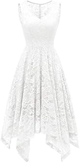Meetjen Women's Cocktail Party Dresses 2025 Handkerchief Hem Lace Formal Wedding Guest Bridesmaid Fancy Prom Dress