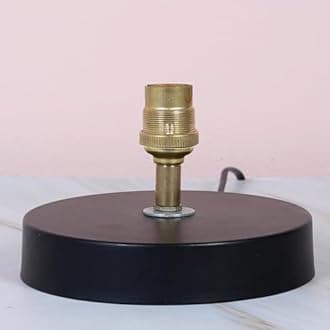 tu casa Black Metal Base Bedside Table Lamp with Colorful Floral Satin Shade | Decorative Night Lamp for Bedroom, Living Room, Study Table & Home Decoration