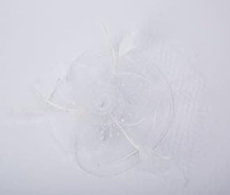 Fascinators Hats 20s 50s Hat Pillbox Hat Cocktail Tea Party Headwear with Veil for Girls and Women(D-White)