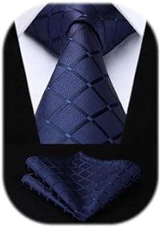 HISDERN Men's Wedding Tie and Handkerchief Houndstooth Check Plaid Tie Party Business Formal Necktie & Pocket Square Set…