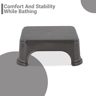 Kuber Industries Pack of 6 Durable Bathroom Stool for Bathing | Comfortable Indoor Machiya for Sitting | Senior Citizens Bath Stool & Adults Patla Chair for Home | Plain P6 - Grey