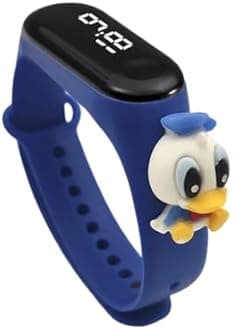 Digital Dial Waterproof Stylish & Fashionable Wrist Smart Watch LED Band for Kids, Colorful Cartoon for Boys & Girls (Removable Silicon Strap) (Royal Blue Duck)
