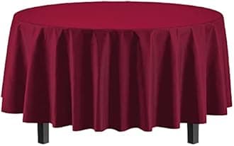 Exquisite 12-Pack Premium Plastic Tablecloth 84in. Round Table Cover - Burgundy