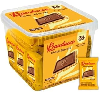 Bauducco Choco Biscuit Cookies – Crispy Chocolate-Covered Biscuits, Individually Wrapped for Snacking, Dessert, and Lunch Boxes, 15.2 oz (Pack of 24)