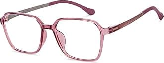 LENSKART AIRColor Flex | Pink Transparent Full Rim Rectangle | Light weight, Flexible, Durable and Unbreakable | Bluecut & Antiglare Computer Eyeglasses | For Women | Medium | LA E14835