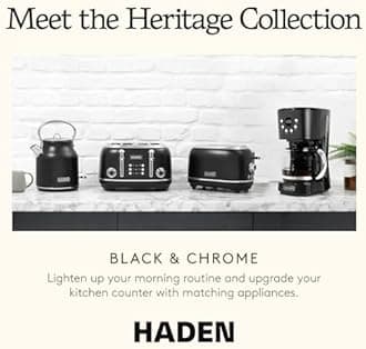 Haden Coffee Machine, 12 Cup Programmable Drip Coffee Maker with Auto Shut-Off Function and Reusable Washable Water Filter, Black & Chrome
