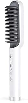 K.Skin KSKIN Hair Straightener Brush Hair Straightening Iron with Built-in Comb, 20s Fast Heating 5 Gears Settings Anti-Scald Perfect for Professional Salon at Home KD380 - White