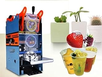 Linaatales NEW 270W 220V Electric Automatic Plastic Drink Tea Cups Sealer Sealing Machine