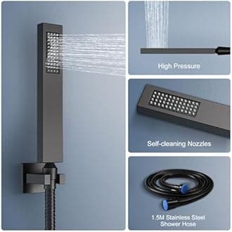 Thermostatic Shower System, Full Body Shower System with Handheld and Body Jets, Ceiling Mount Smart Shower System with Music