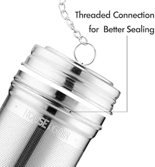 House Again Tea Infuser (2 Pack, Large + Small), Extra Fine Mesh Tea Strainers for Loose Tea, 18/8 Stainless Steel Tea Strainer with Extended Chain Hook, Tea Steeper