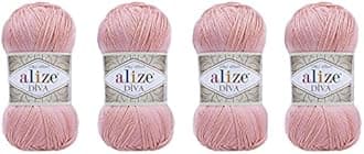 Hand Knitting Yarn 100% Microfiber Acrylic Yarn Alize Diva Silk Effect Thread Crochet Art Lace Craft Lot of 4 skeins 400gr 1532yds (363)