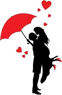 ISEE 360® Couple Love Door Stickers for Living Kids Couple Bedroom Home Door Wall Decoration Vinyl Sticker Black and Red L X H 32 X 50 Cms