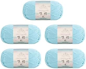 Susan's Family 60 Cotton 40 Acrylic Yarn - 5 x 50g/1.76oz - 655 Yards - Knitting, Crocheting & Crafts - zx (97#Cyan Blue)