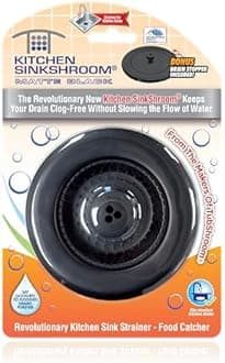 Kitchen SinkShroom Clog-Free Kitchen Sink Drain Strainer with Stopper - Sink Protector for Kitchen Sink, Stainless Steel, Matte Black