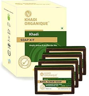 Pure Natural Herbal & Handmade Basil Scrub Soap Combo Kit Pack of 4 500gm