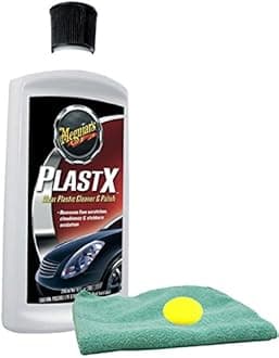 PlastX Clear Plastic Cleaner & Polish (10 oz) Bundle with Microfiber Cloth & Foam Pad (3 Items)